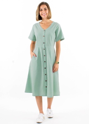 Rochie bumbac boho-chic cu nasturi - Img 2