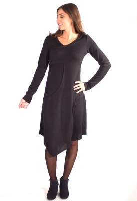 Rochie din tricot neagra asimetrica - Img 1