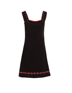 Rochie Hippie Chic neagră din bumbac cu print floricele - Img 2