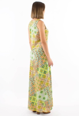 Rochie lunga anis print mozaic - Img 3