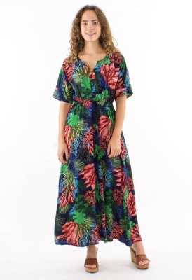 Rochie lunga marine cu nasturi - Img 3
