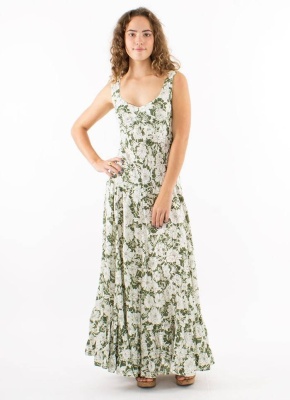 Rochie lunga olive print anemone - Img 1