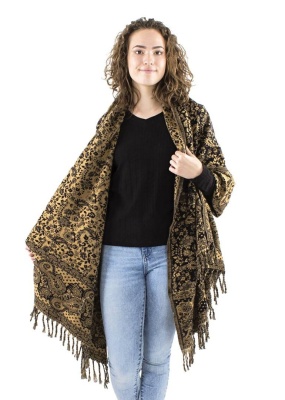 Șal negru cu print Cashmere - Img 1
