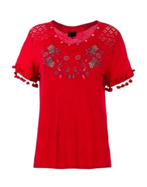 Tricou rosu retro-chic - Img 1