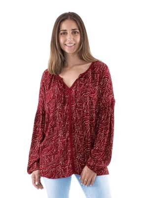 Bluza bordeaux larga stil Retro - Img 1
