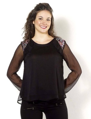 Bluza fluida neagra din mousseline - Img 1