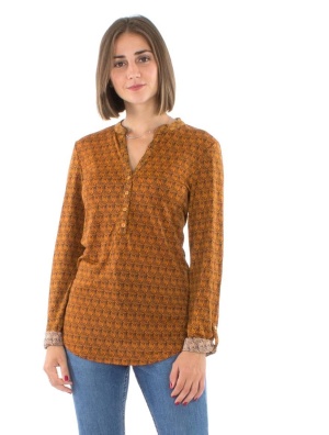 Bluza mustar cu print bambus - Img 1