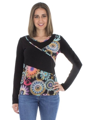 Bluza neagra cu print mandale - Img 2