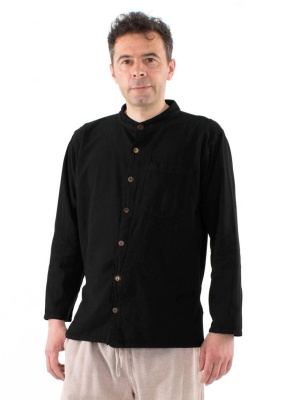 Camasa neagra unisex bumbac guler Mao