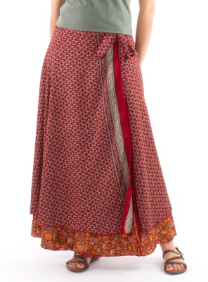 Fusta Sari lunga nuanta rosie croi wrap - Img 1