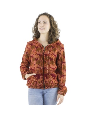 Geaca bordeaux Jacquart Print Boem - Img 3