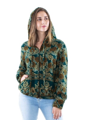 Geaca petrol Jacquart Print Boem - Img 1
