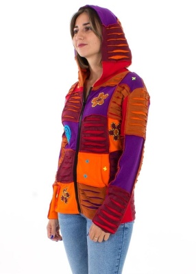 Hanorac bumbac cu motive etnice multicolore - Img 1