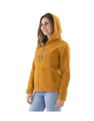 Jacheta mustar cu broderie Lotus - Img 2