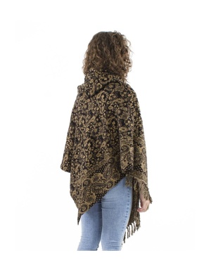 Poncho negru Print Cashmere - Img 2