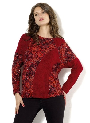 Pulover bordeaux cu croi liliac - Img 1
