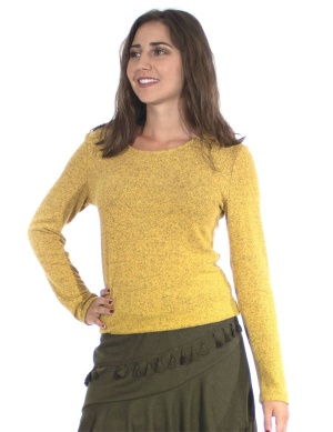 Pulover mustar cu model pestrit - Img 2