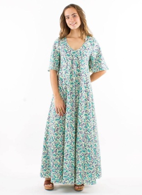 Rochie Blue Boema evazata cu imprimeu Dore - Img 1