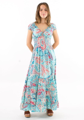 Rochie Bohemian Zaari nuanță turquaz - Img 3