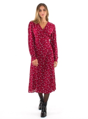 Rochie bordeaux chic cu flori - Img 2