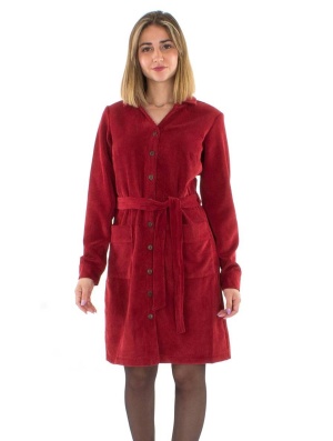 Rochie bordeaux velur cu nasturi - Img 3