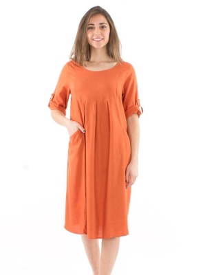 Rochie midi larga nuanta caramiziu - Img 3