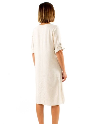 Rochie midi larga nuanta ecru - Img 3