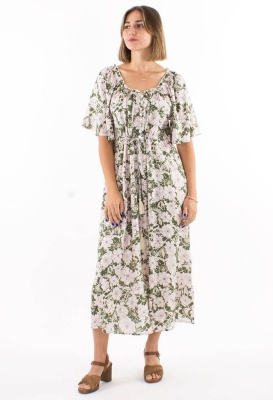 Rochie midi olive print anemone - Img 2