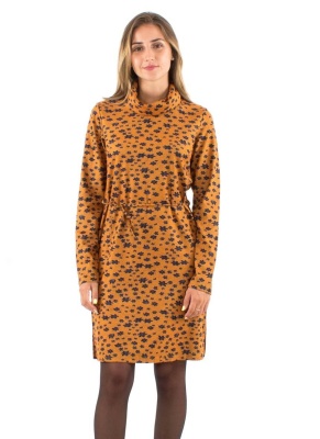 Rochie mustar florala din tricot - Img 3