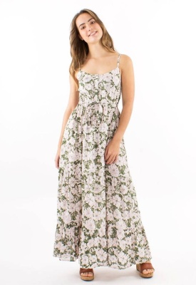 Rochie olive cu print anemone - Img 1