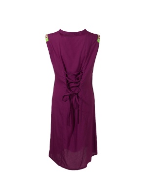 Rochie purple din vâscoză cu broderii etnice - Img 2