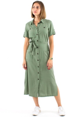 Rochie verde salvie stil camasa - Img 3