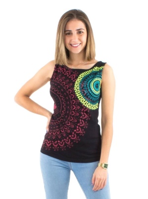 Tricou negru bumbac cu mandale - Img 1