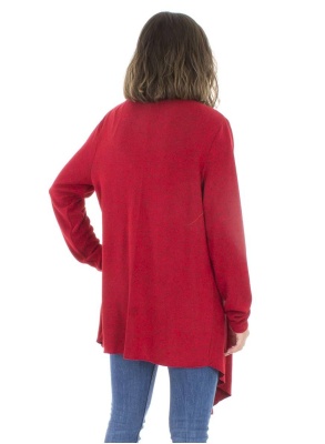Cardigan asimetric tricot rosu - Img 4