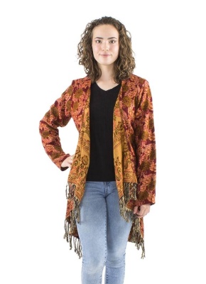 Cardigan bordeaux asimetric stil jacheta - Img 1