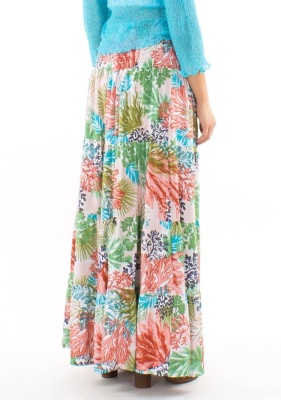 Fusta lunga Etnic Chic cu print oceanic - Img 2