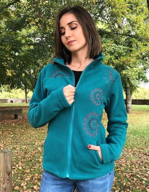 Hanorac turquaz polar stil jacheta - Img 1