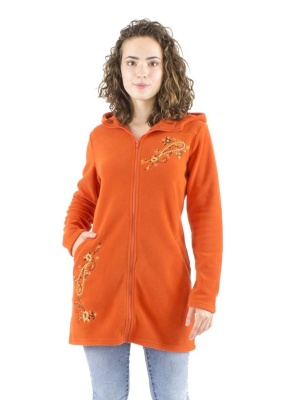 Jacheta Midi caramizie cu broderii - Img 1