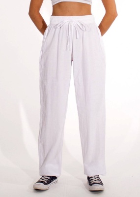 Pantaloni albi unisex bumbac pur