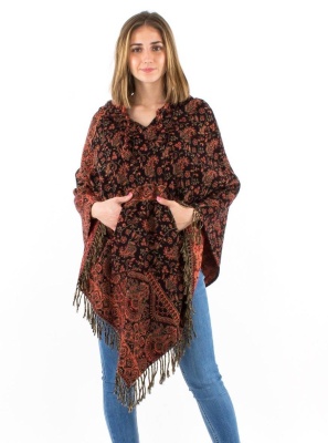 Poncho boho-chic cu flori punjab - Img 4
