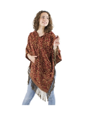Poncho bordeaux Print Cashmere - Img 4