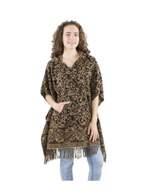 Poncho negru Boho Etnic floral - Img 3