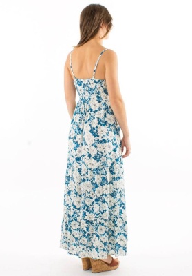 Rochie albastra cu print anemone - Img 2