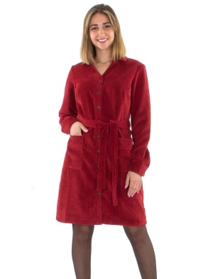 Rochie bordeaux velur cu nasturi - Img 1