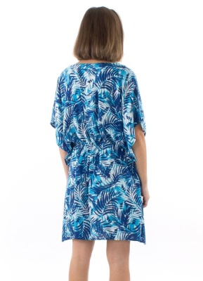 Rochie caftan blue leaf print - Img 2