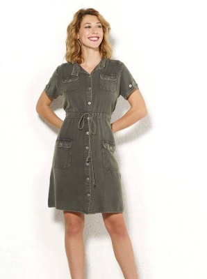 Rochie camasa olive stone wash - Img 1