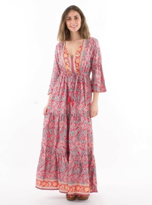 Rochie lunga boema nuanta rose - Img 2