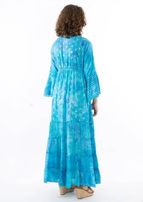 Rochie lunga Boho Chic voal bumbac nuanta menta - Img 3