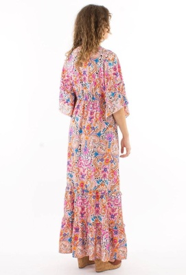 Rochie lunga cu print acuarela - Img 2