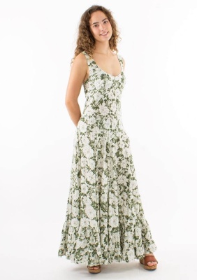 Rochie lunga olive print anemone - Img 2